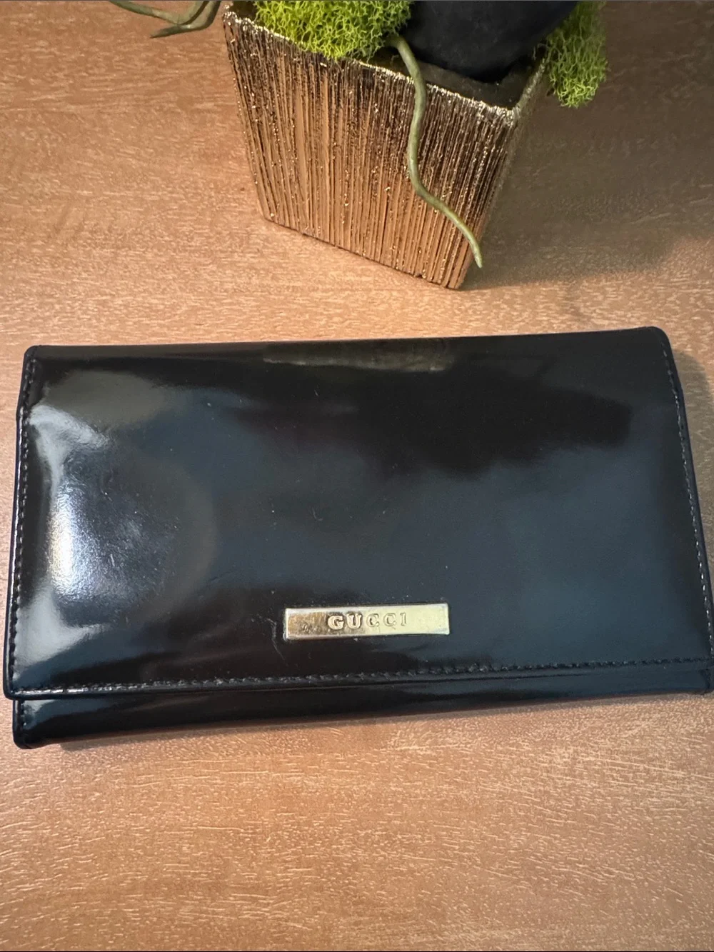 Vintage Gucci French Clutch Black Patent Wallet - Picture 2 of 11